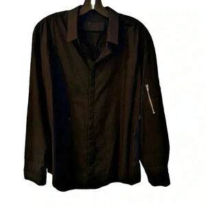 Juun.J Navy Blue Zippered Detail Button Down Shirt - Sz EU 46 US XL